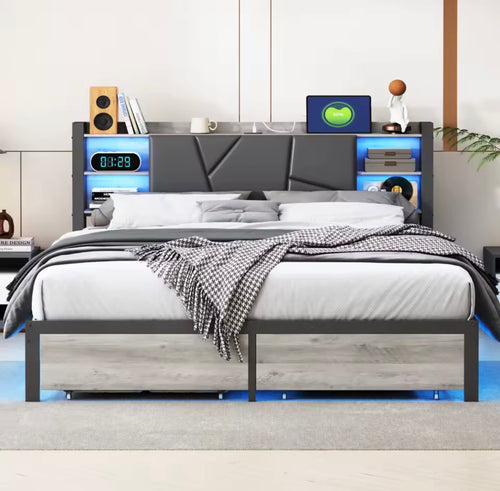 ASKN | Minimalistisches Design-Polsterbett mit LED & USB