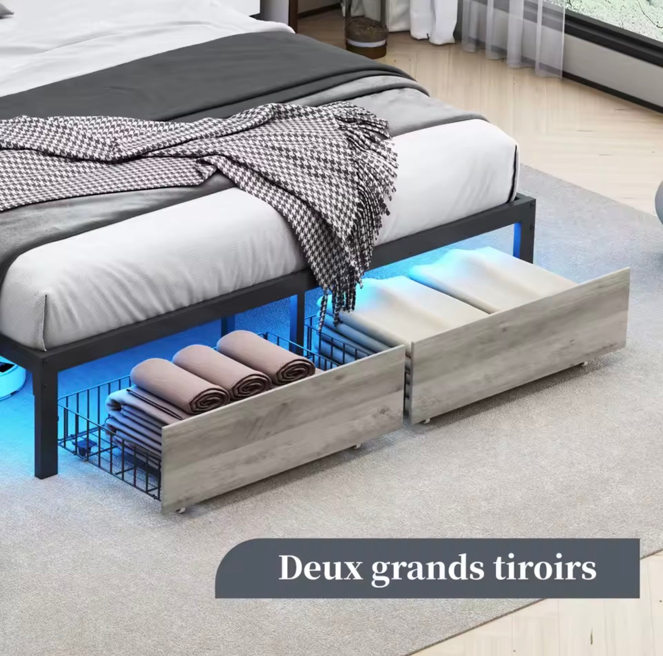 ASKN | Minimalistisches Design-Polsterbett mit LED & USB