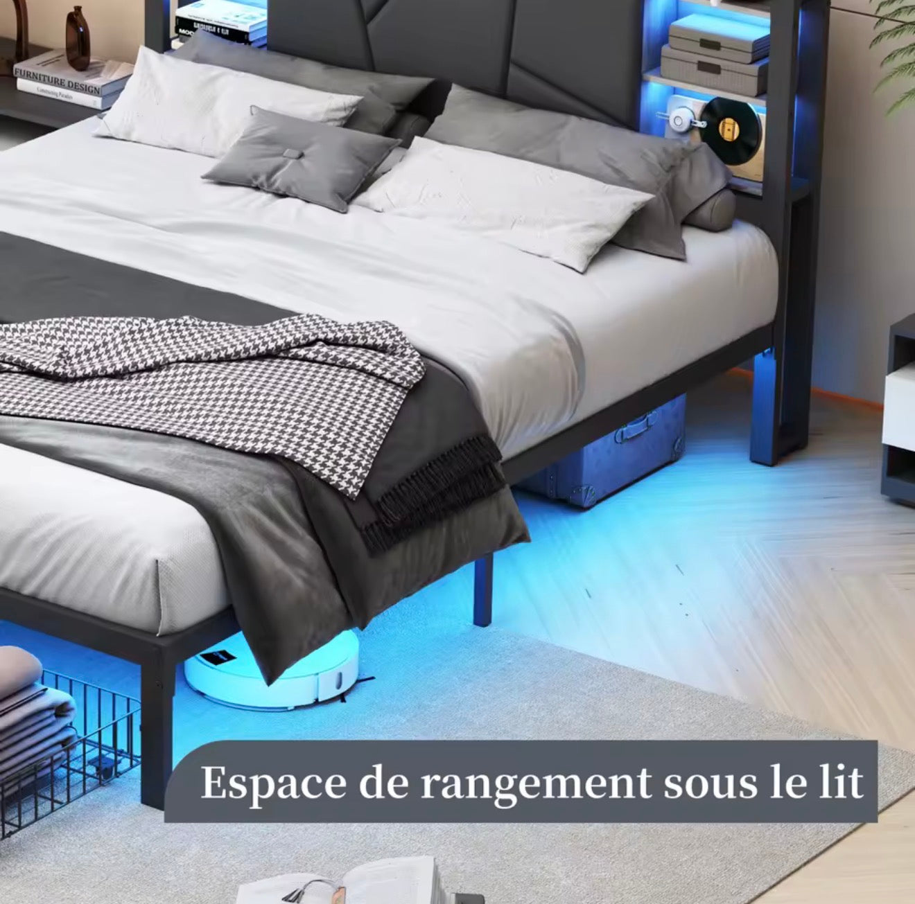 ASKN | Minimalistisches Design-Polsterbett mit LED & USB