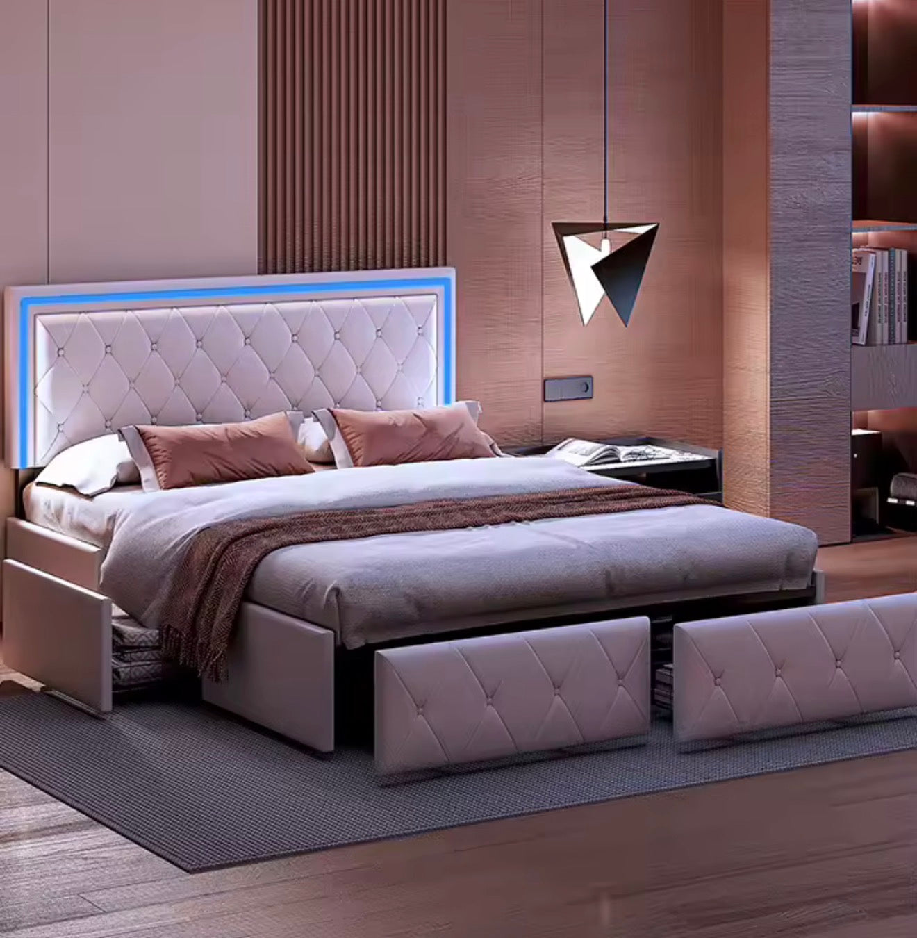 ASKN „Aura“ – Luxus Polsterbett mit LED & Stauraum
